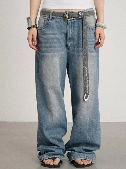 Mint Cloud Washed Straight Jeans