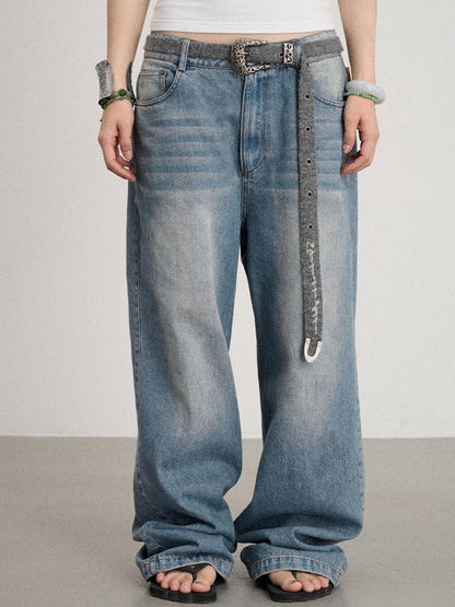 Achihara Mint Cloud Washed Straight Jeans