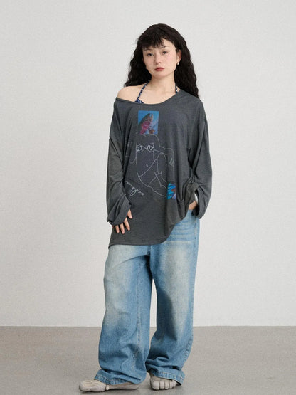 Mint Cloud Washed Straight Jeans