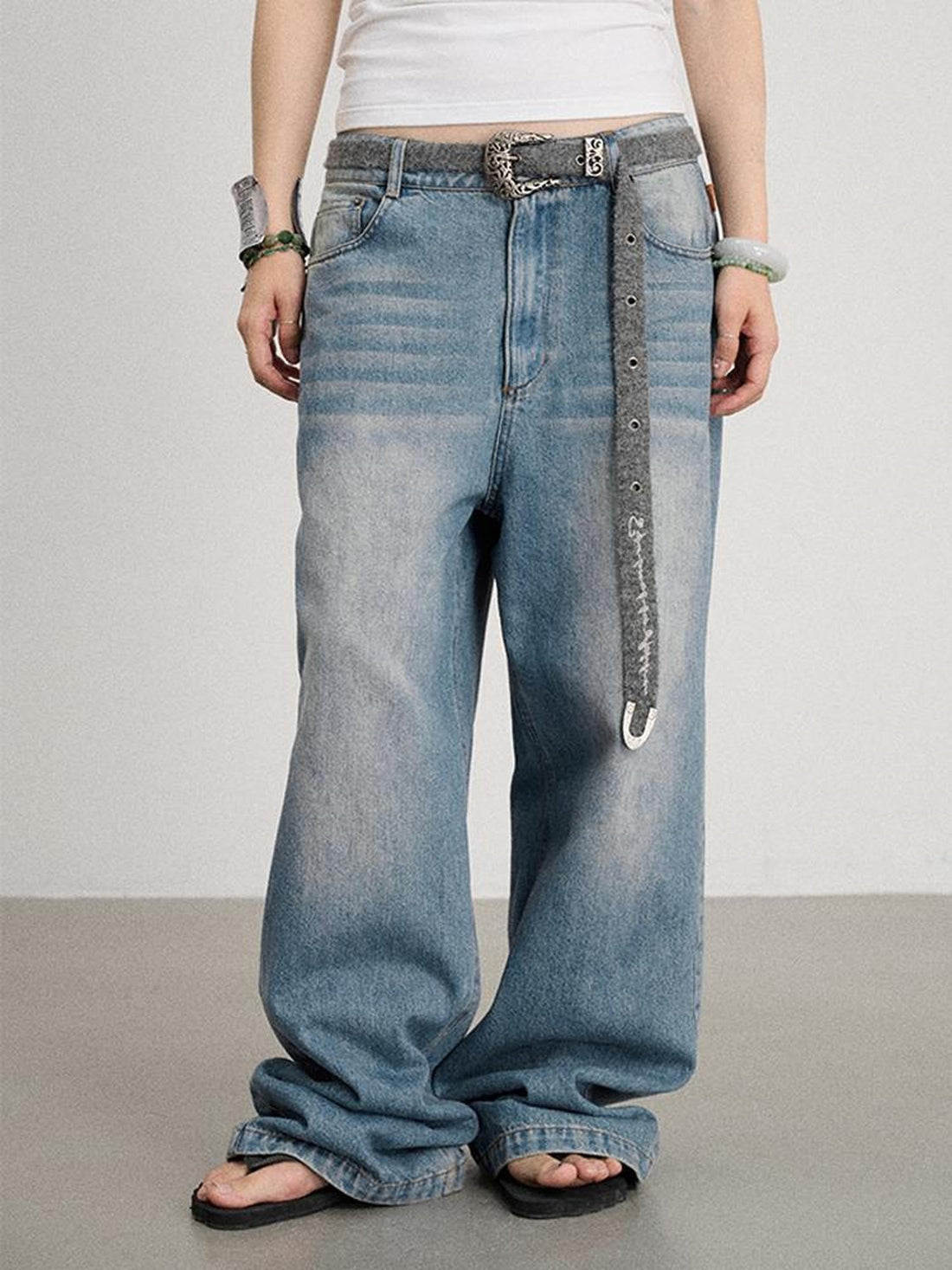 Achihara Mint Cloud Washed Straight Jeans