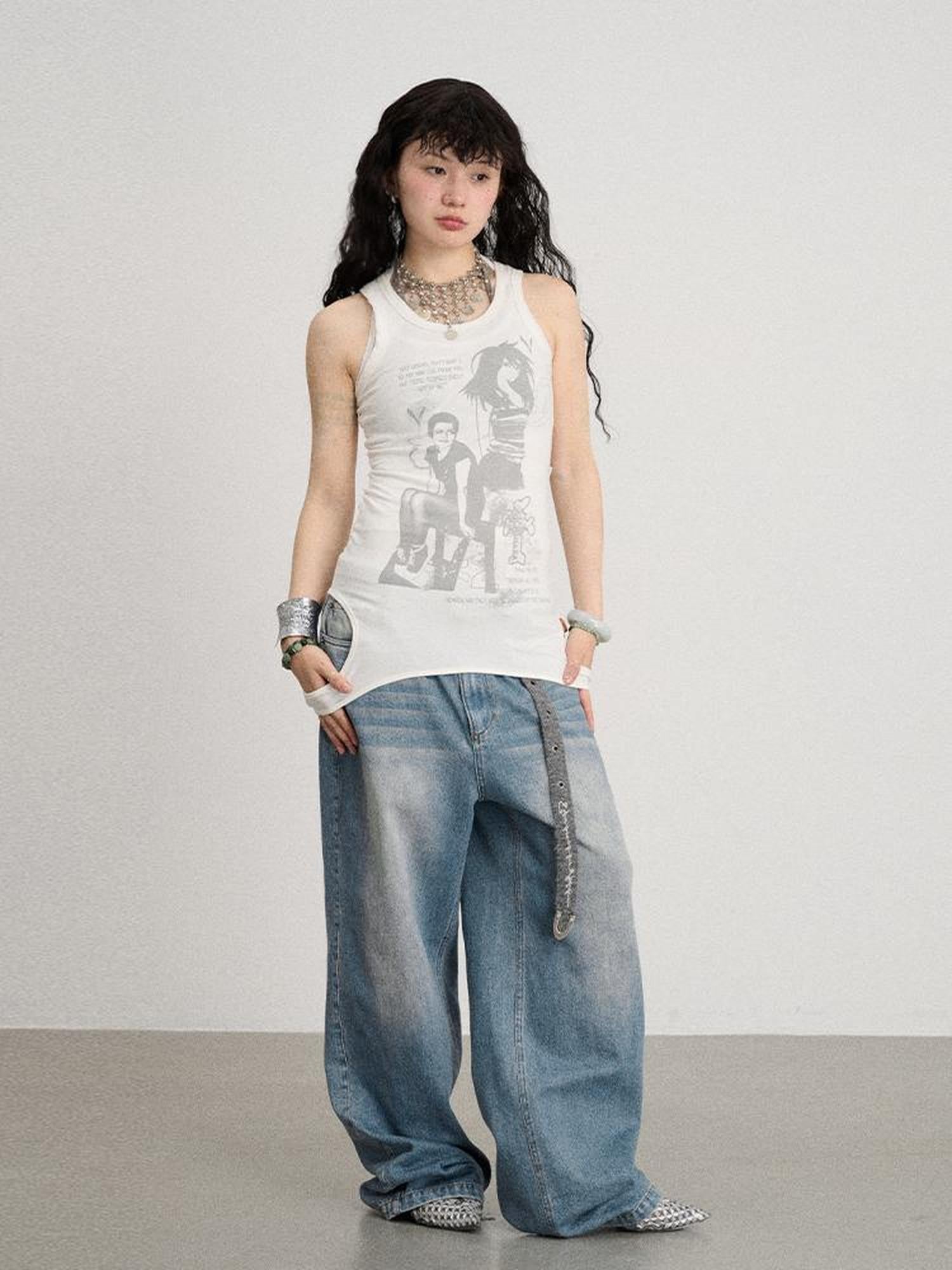 Achihara Mint Cloud Washed Straight Jeans