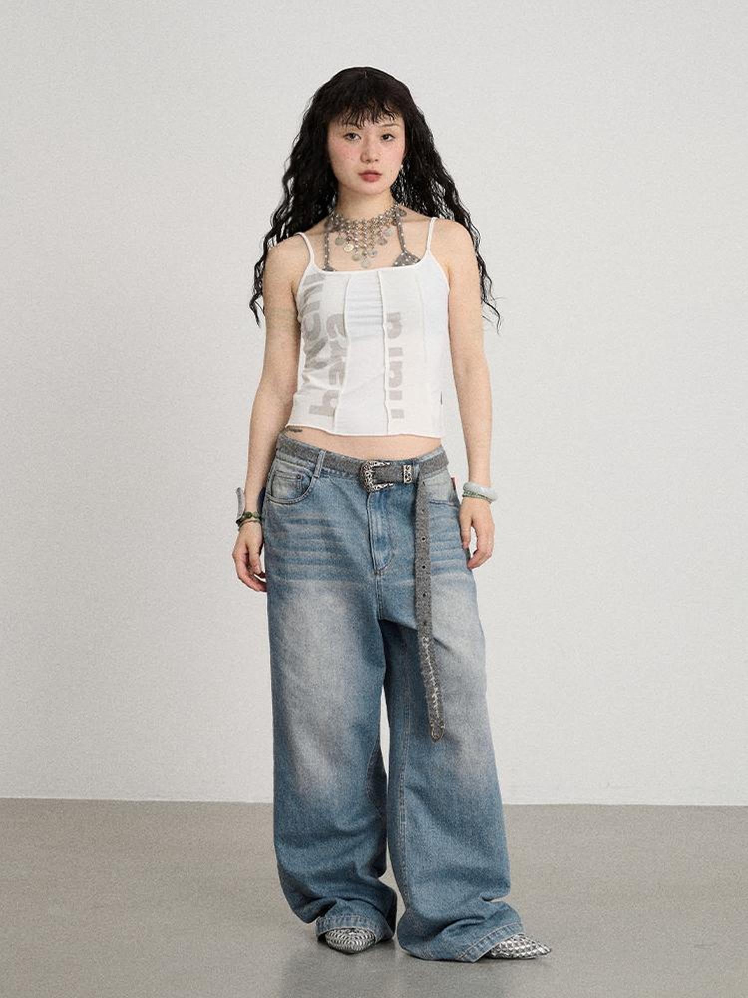 Achihara Mint Cloud Washed Straight Jeans