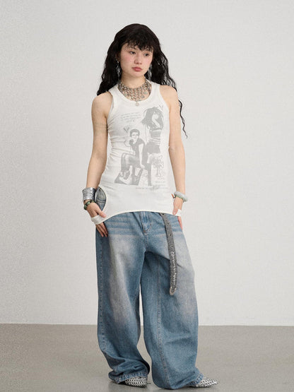 Achihara Mint Cloud Washed Straight Jeans
