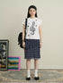 Achihara Music Button Embroidered Tee V Neck T Shirt Long Sleeve-1