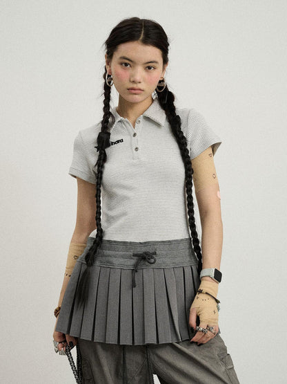 Achihara Nerd Skirt Pleated Polo Dress