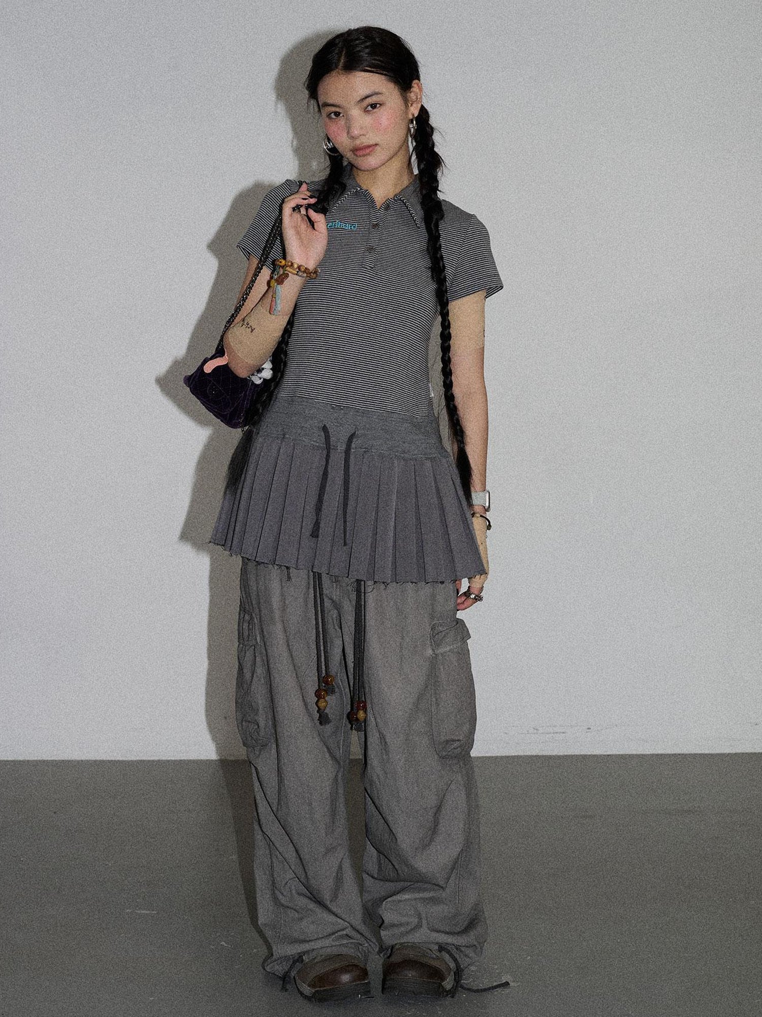 Achihara Nerd Skirt Pleated Polo Dress