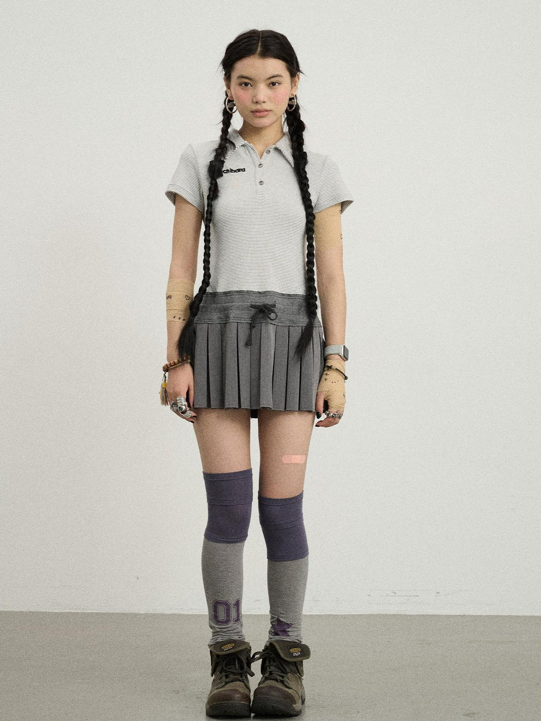 Achihara Nerd Skirt Pleated Polo Dress