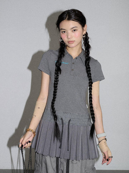 Achihara Nerd Skirt Pleated Polo Dress