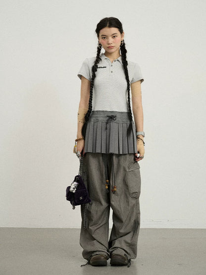 Achihara Nerd Skirt Pleated Polo Dress-4