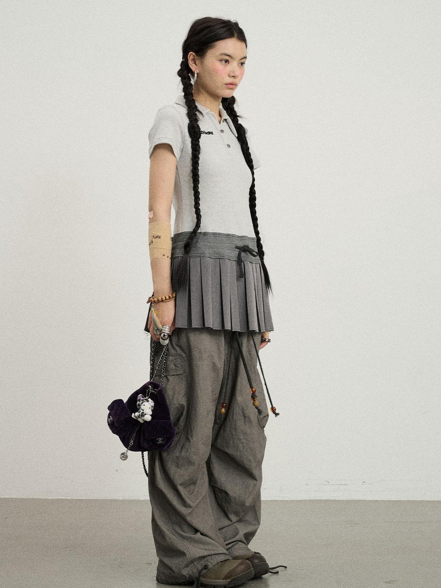 Achihara Nerd Skirt Pleated Polo Dress