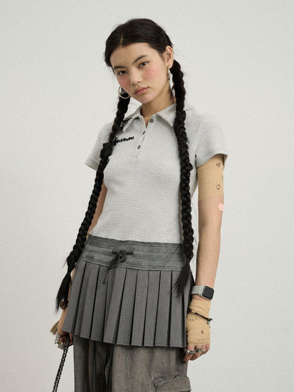 Achihara Nerd Skirt Pleated Polo Dress