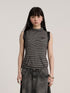 Achihara No Padding Soft Stretch Cotton Spandex Mock Neck Cropped Striped Women Tank Tops