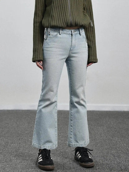 Nu Disco Flared Cropped Jeans In Light Blue