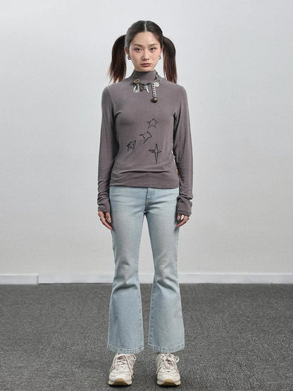 Nu Disco Flared Cropped Jeans In Light Blue