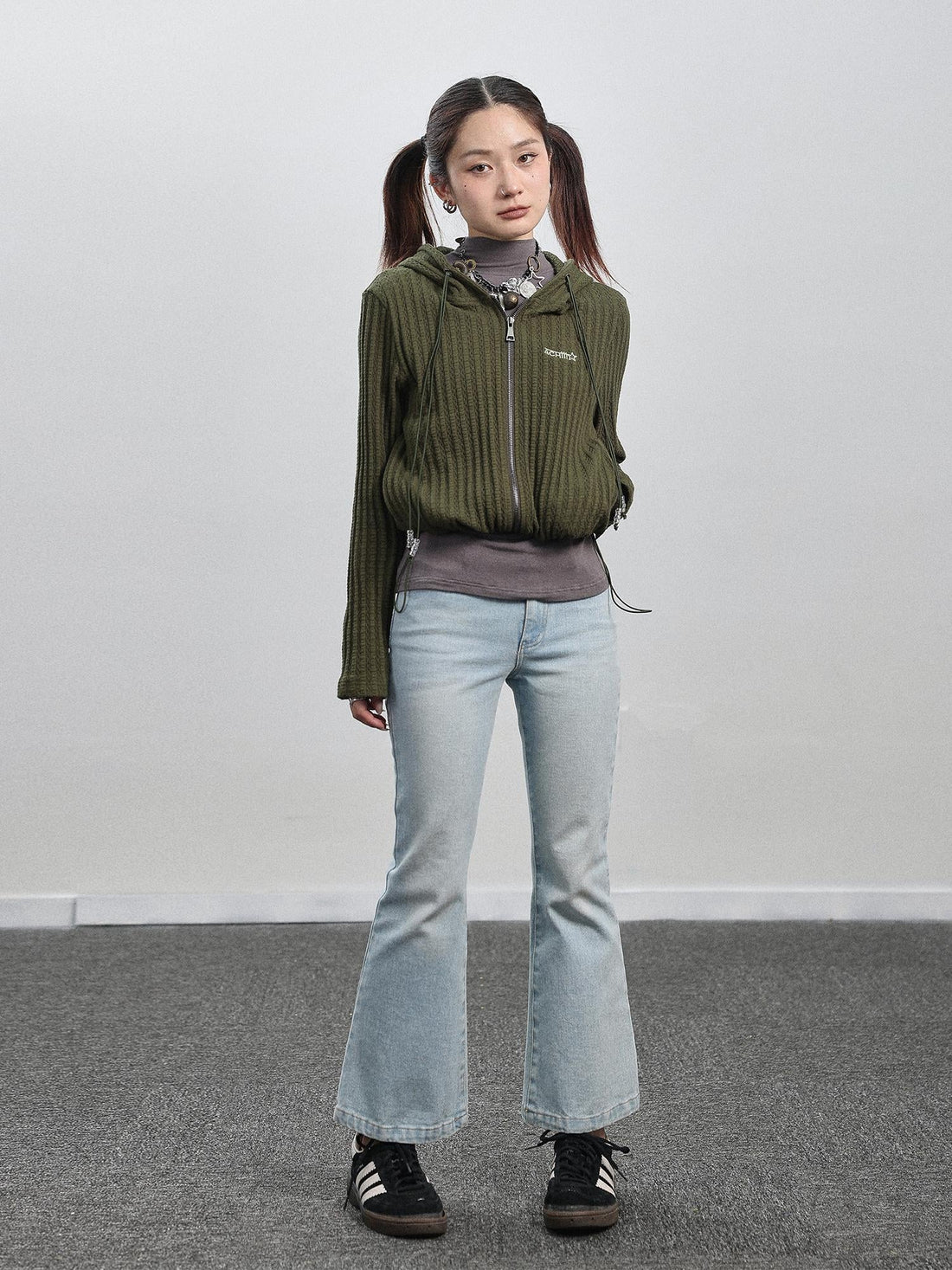 Achihara Nu Disco Flared Cropped Jeans In Light Blue