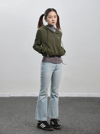 Nu Disco Flared Cropped Jeans In Light Blue