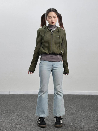 Nu Disco Flared Cropped Jeans In Light Blue