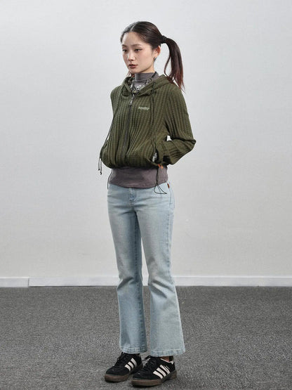 Nu Disco Flared Cropped Jeans In Light Blue