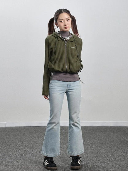 Nu Disco Flared Cropped Jeans In Light Blue