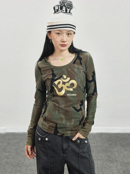 Achihara Olive Om Dream Print Long Sleeve Tee