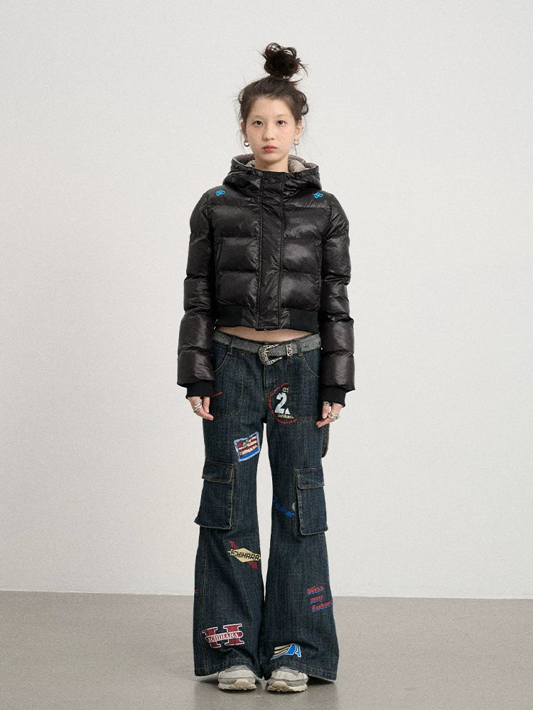 Achihara Om Embroidered Short Puffer Jacket-1