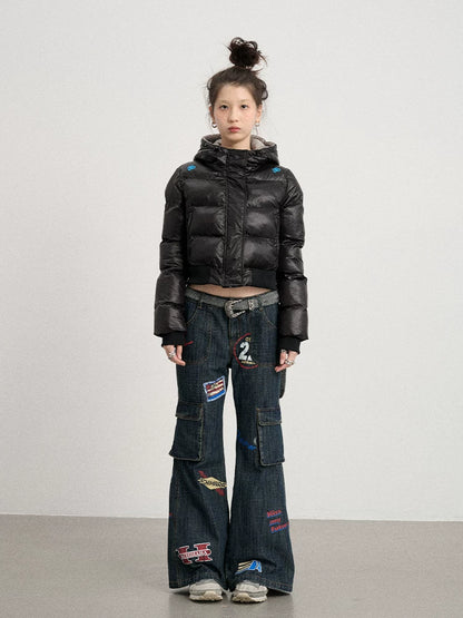 Achihara Om Embroidered Short Puffer Jacket-1