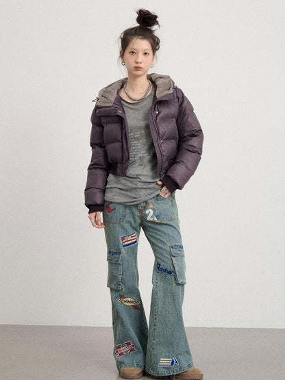 Achihara Om Embroidered Short Puffer Jacket