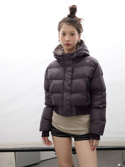 Om Embroidered Short Puffer Jacket