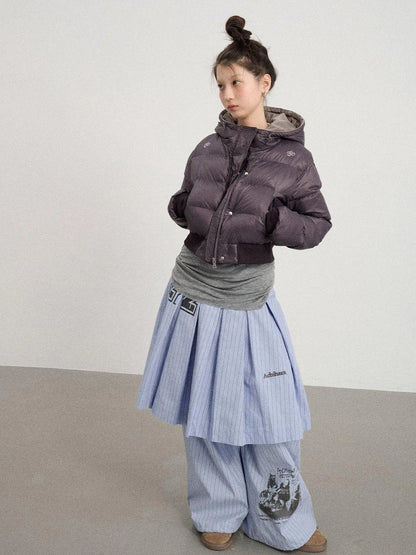 Om Embroidered Short Puffer Jacket