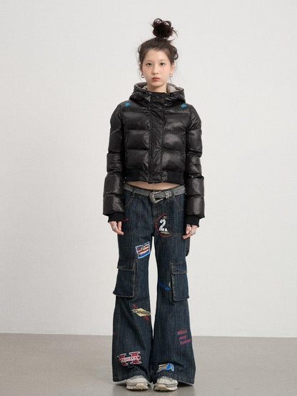 Achihara Om Embroidered Short Puffer Jacket