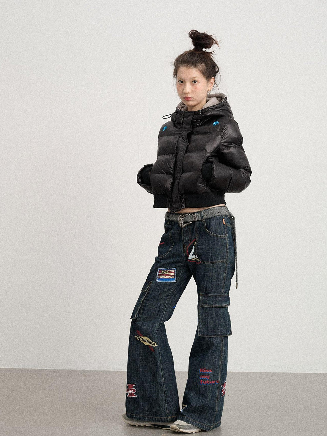 Achihara Om Embroidered Short Puffer Jacket