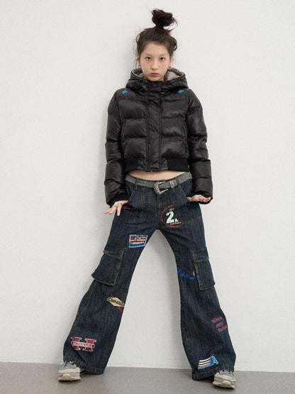 Achihara Om Embroidered Short Puffer Jacket