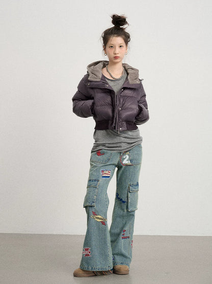 Achihara Om Embroidered Short Puffer Jacket-4