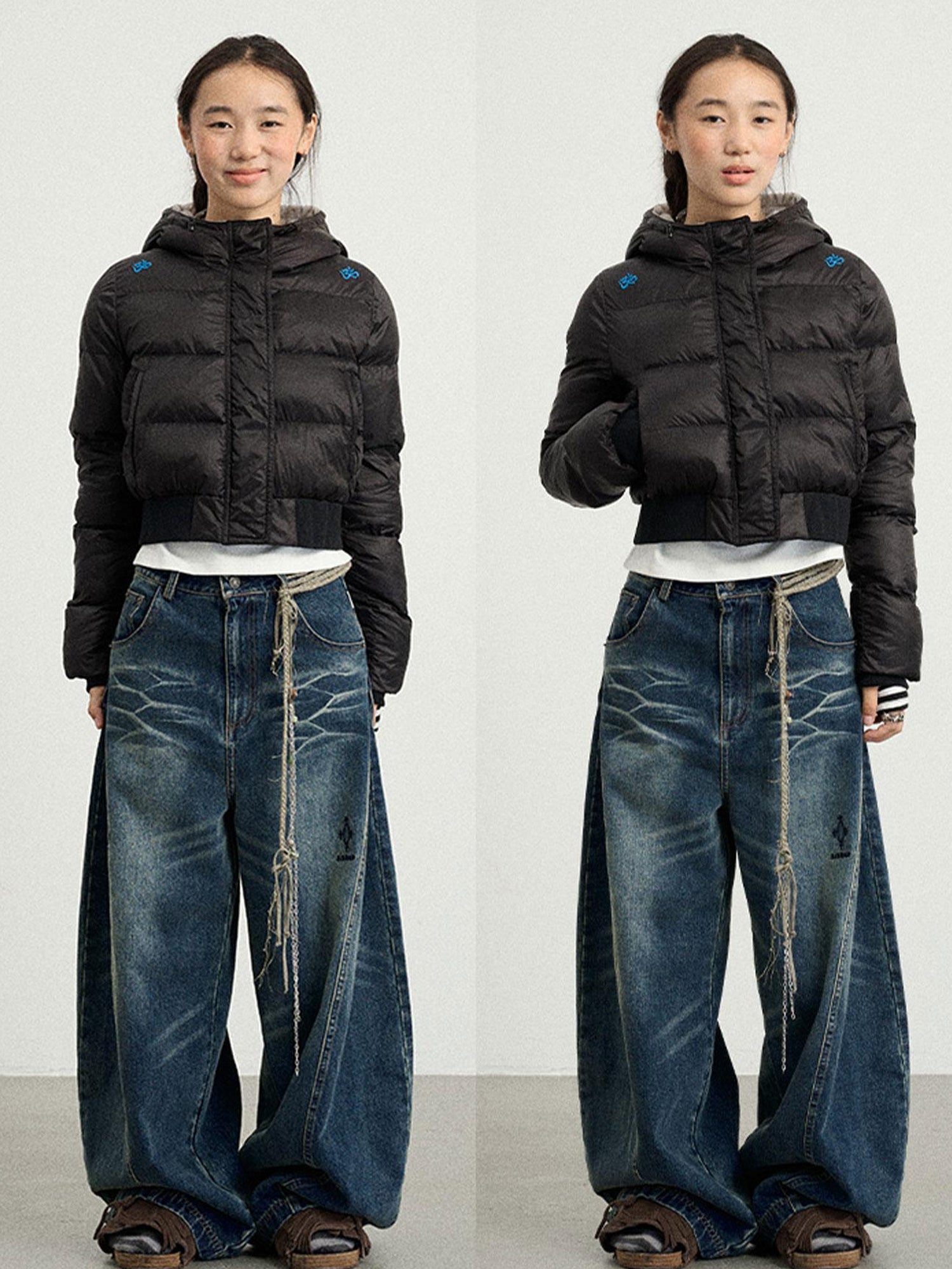 Achihara Om Embroidered Short Puffer Jacket
