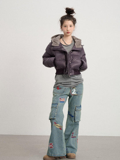 Achihara Om Embroidered Short Puffer Jacket