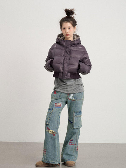 Achihara Om Embroidered Short Puffer Jacket