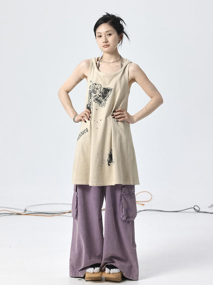 Achihara Oxidized Soap Flake A Line Hooded Sundress