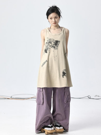 Achihara Oxidized Soap Flake A Line Hooded Sundress
