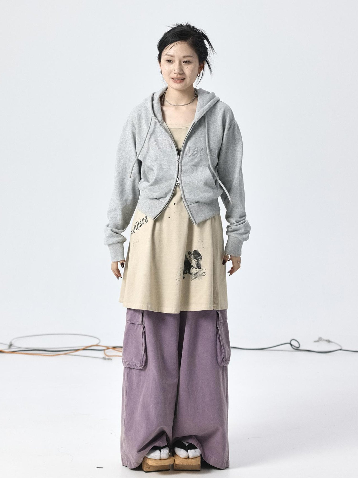 Achihara Oxidized Soap Flake A Line Hooded Sundress