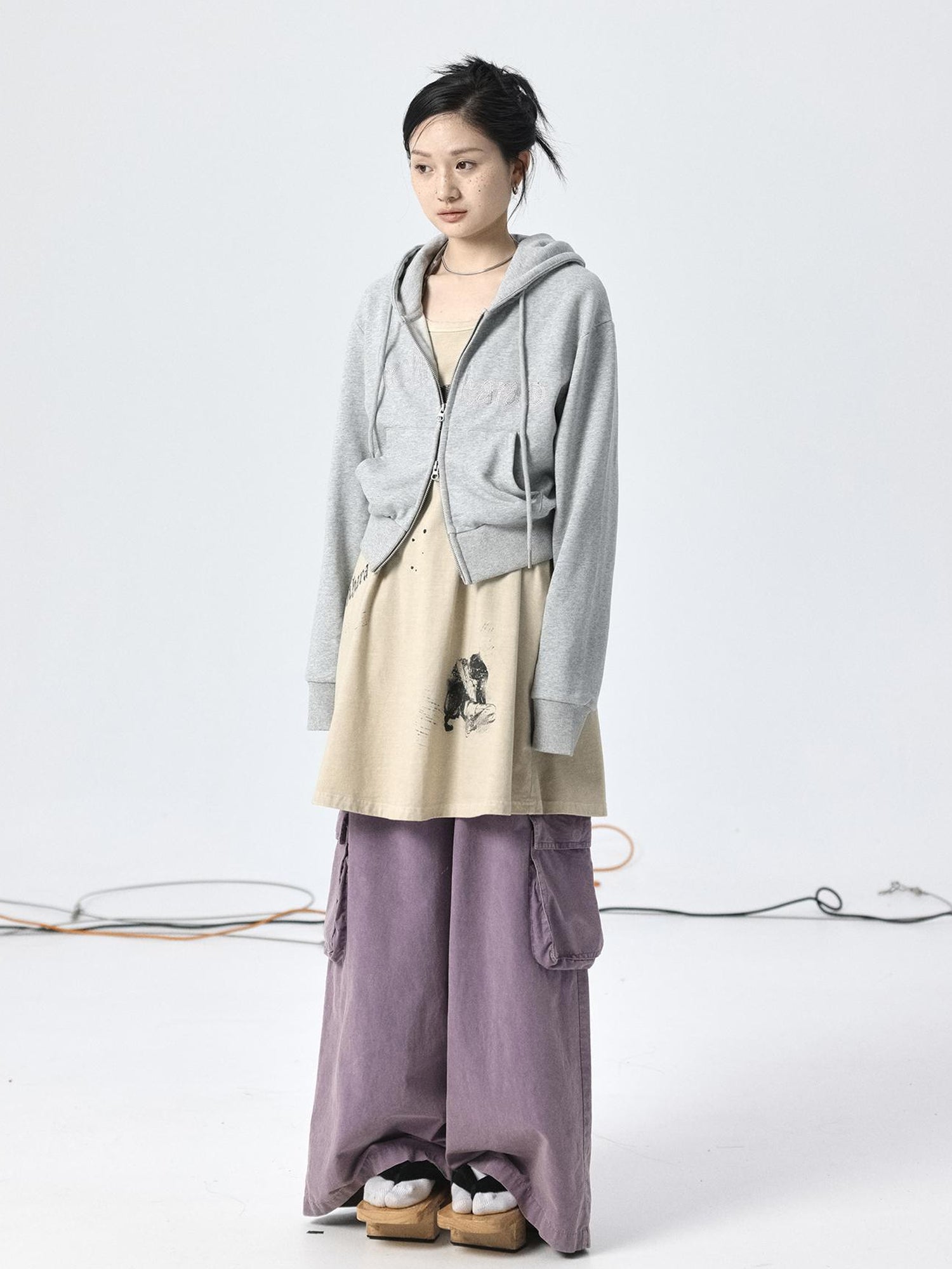 Achihara Oxidized Soap Flake A Line Hooded Sundress