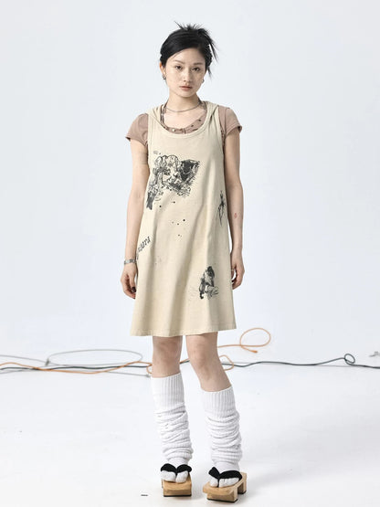 Oxidized Soap Flake A Line Hooded Sundress
