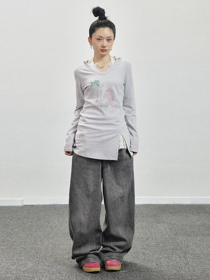 Achihara Peter Rabbit V-Neck Hooded Slim Fit Tee-1