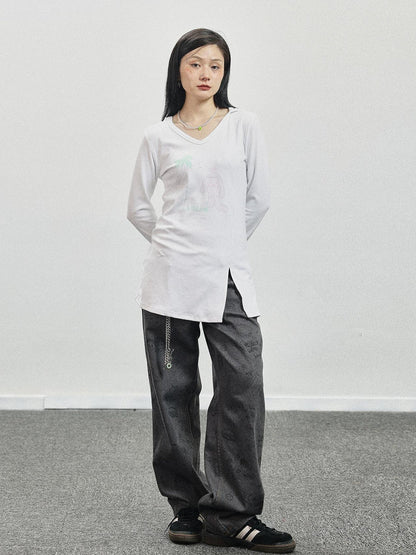 Achihara Peter Rabbit V-Neck Hooded Slim Fit Tee
