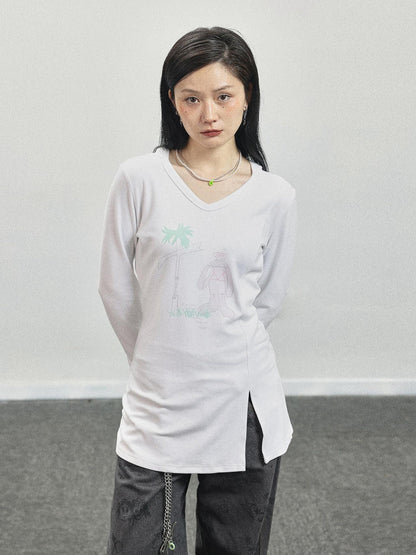 Achihara Peter Rabbit V-Neck Hooded Slim Fit Tee
