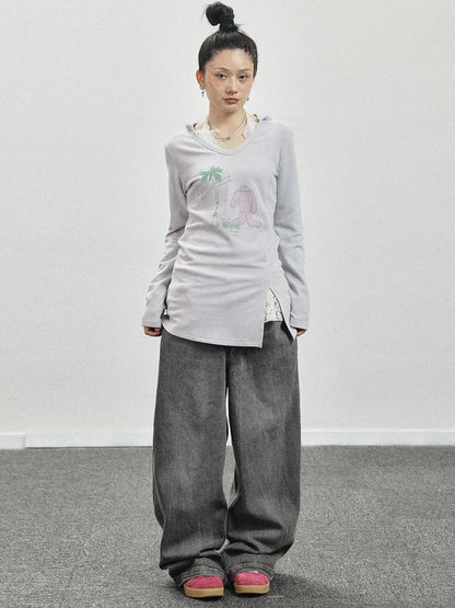 Peter Rabbit V-Neck Hooded Slim Fit Tee
