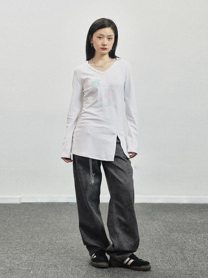 Achihara Peter Rabbit V-Neck Hooded Slim Fit Tee