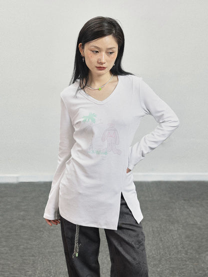 Achihara Peter Rabbit V-Neck Hooded Slim Fit Tee-4