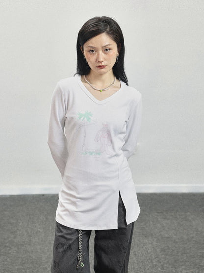 Achihara Peter Rabbit V-Neck Hooded Slim Fit Tee