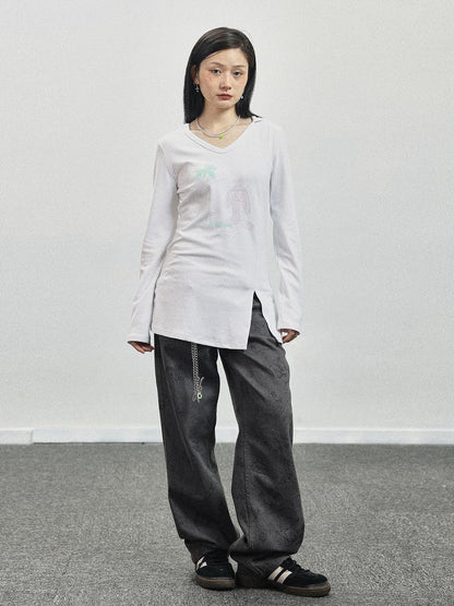 Achihara Peter Rabbit V-Neck Hooded Slim Fit Tee