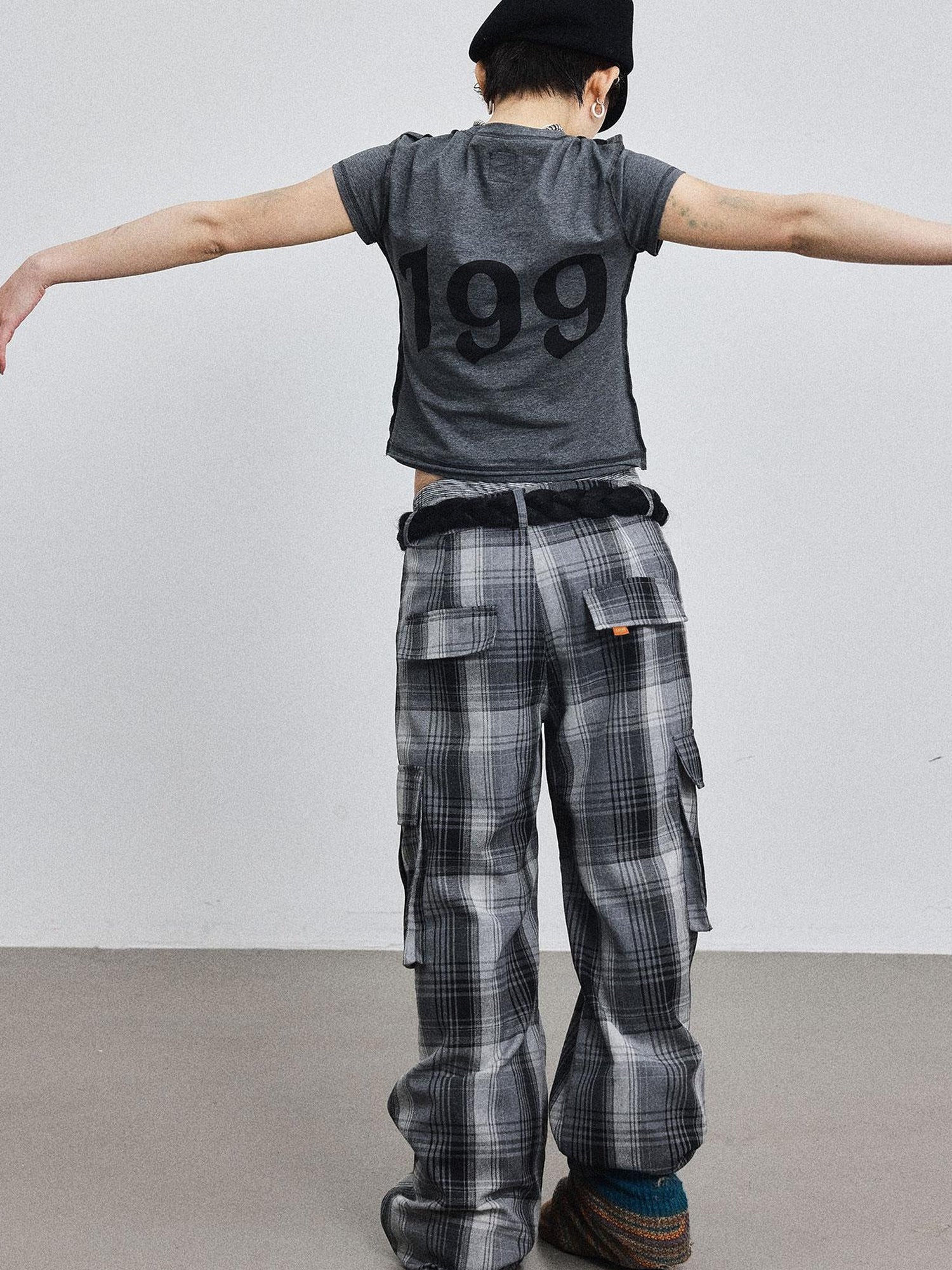 Achihara Pixel Grid Wide Leg Lounge Pants